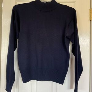 Elegant Navy Women's Mock Turtleneck Sweater